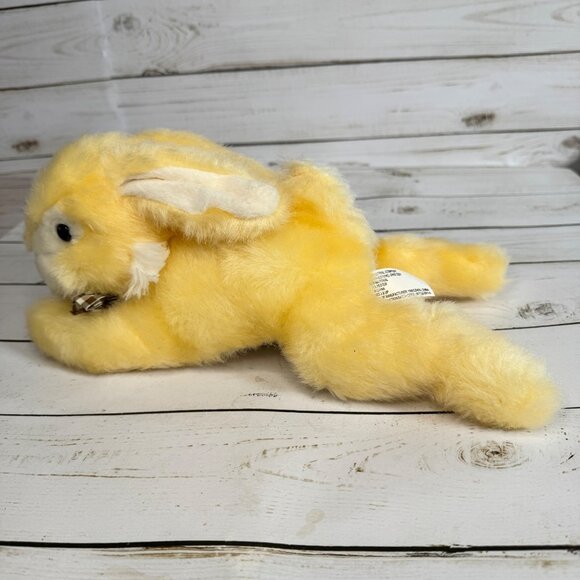 Fukei Industrial Cream Rabbit Plush 12" Stuffed Animal w/ Brown Checkered Bow - Picture 5 of 7
